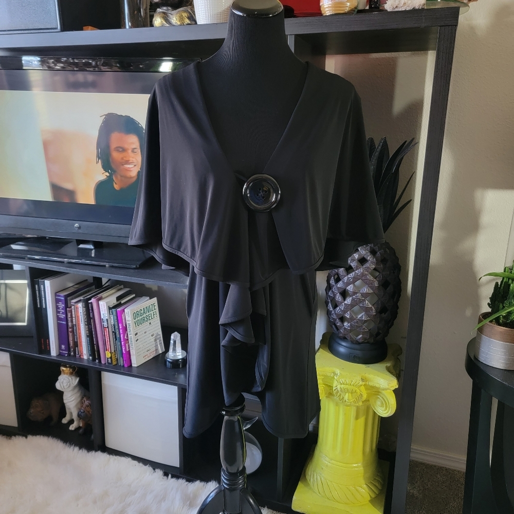 Joseph Ribkoff Vintage Large Button Waterfall Top Black sz 6